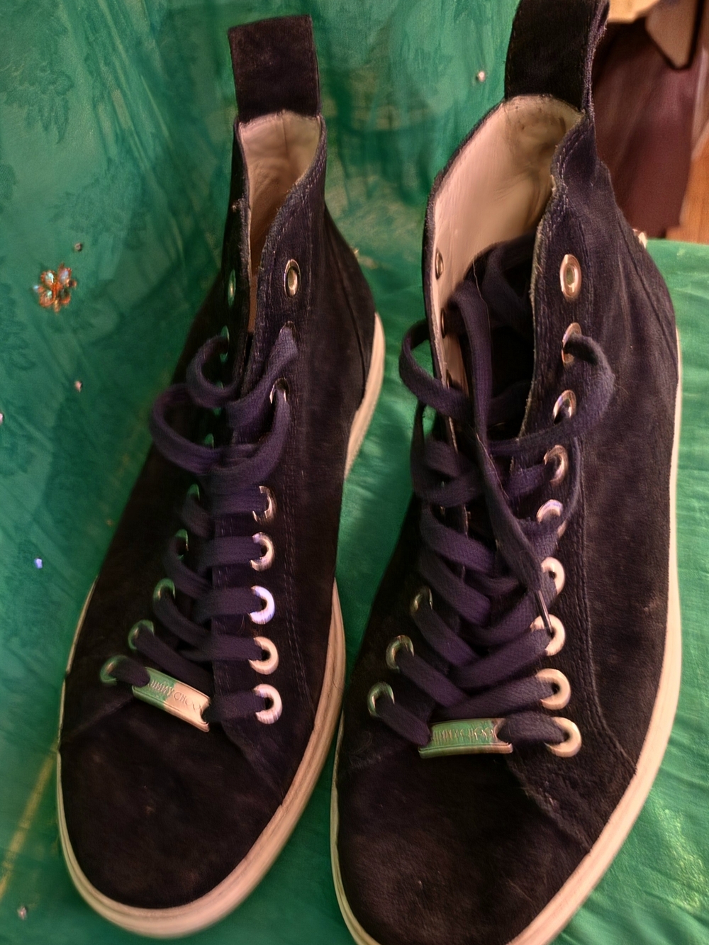 Navy High-Top Suede Sneakers-Unisex